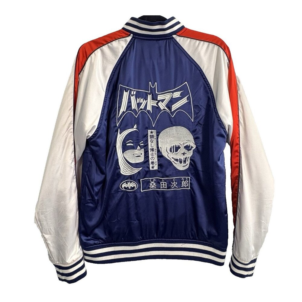 DC Comics Men Batman Manga Souvenir Satin Jacket Sz M‎ Red White Blue 48-13